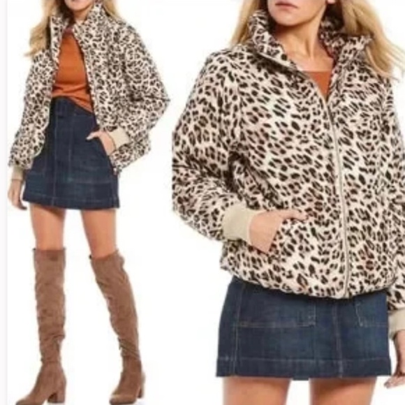 Gianni Bini Leopard Puffer Coat Size M - Picture 1 of 5